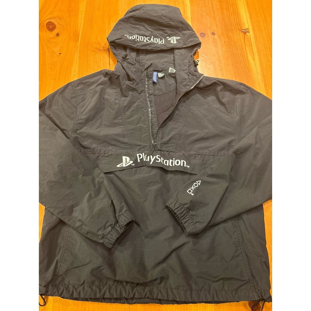Vintage PlayStation Sony Men's M Black Pullover Anorak Windbreaker Y2K